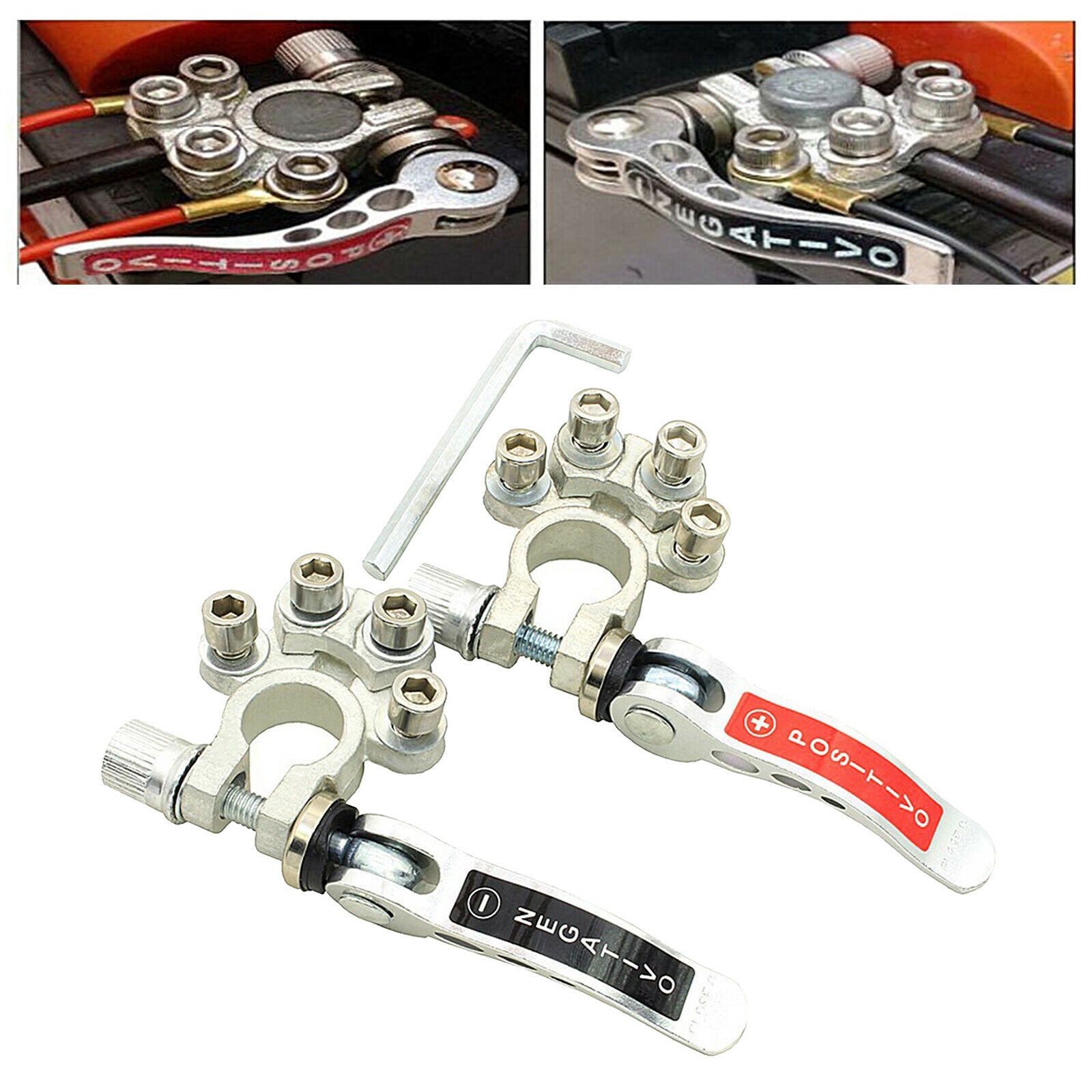2pcs Car Battery Terminal Connectors for SAE / JIS Type A Posts w/ Wrench