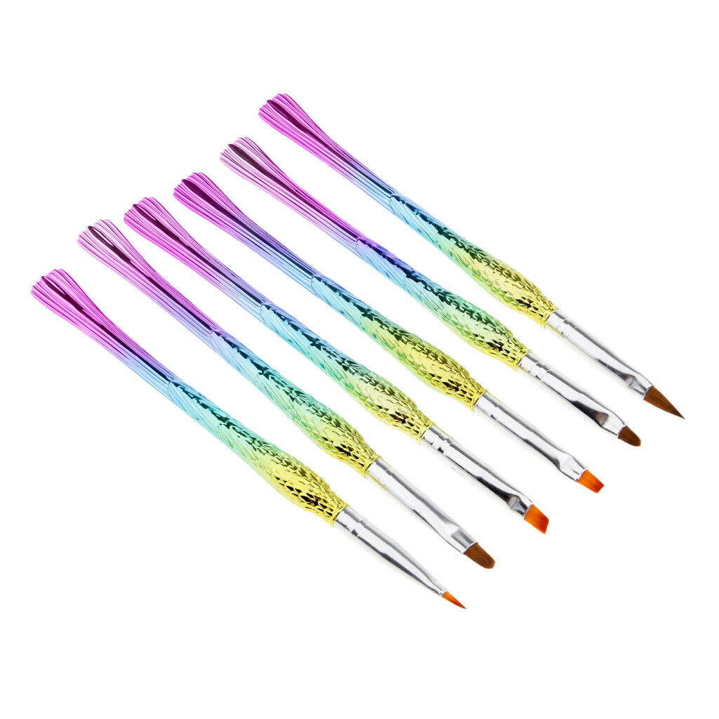 6 Piece Mermaid Tail UV Gel Polish Nail Art Drawing Painting Pen Brushes Set