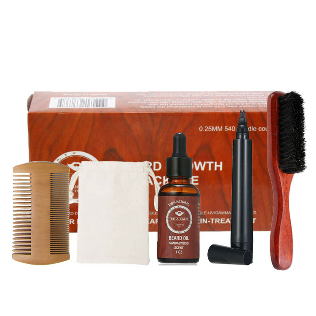 5Pcs/Set Men's Facial Hair Beard Care Kit Oil Grooming Father's Day Gift Box