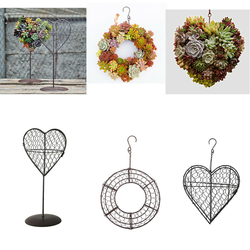 21cm Iron  Frame Wire Wreath Metal Planter Wall Art Craft DIY Decoration
