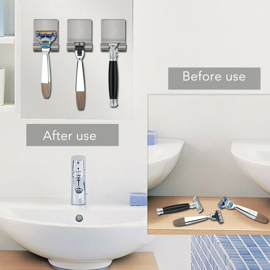 2x Kitchen Bathroom Self Adhesive Holder Hook for Shaving Safety Razor Towel