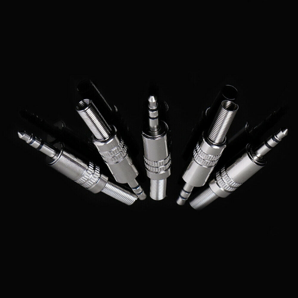 5Pcs/lot Nickel plating 3.5mm 3 Poles Stereo Jack Plug Cable Solder Adapter