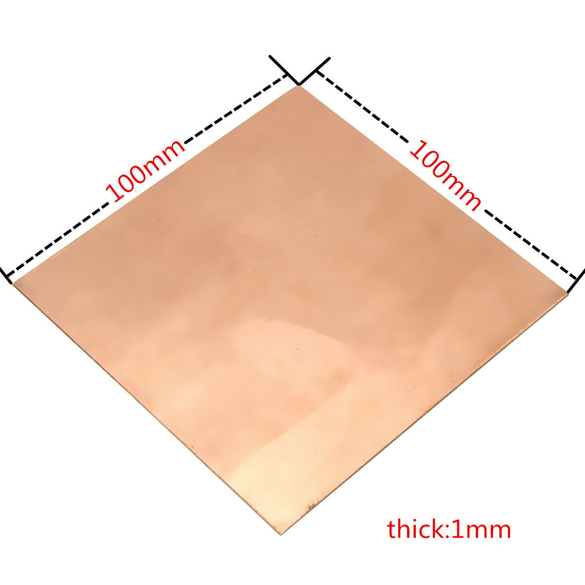 99.9% Pure Copper Cu Metal Guillotine Cut Sheet Plate 1mm*100mm*100mm Safe Using