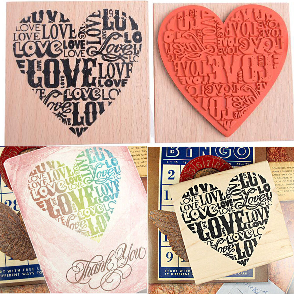 Wooden Rubber Love Heart Stamp For Diary Scrapbooking Card Making DIY Craf.l8
