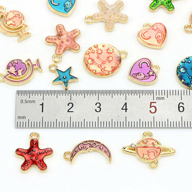 26Pcs/Set Enamel Alloy Star Planet Charms Pendant DIY Craft Jewelry Findin Tt