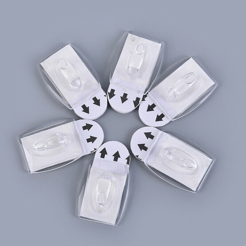 6Pcs Wall Hooks Clips Self Adhisive Strips Damage Free Decorating Hangers.l8