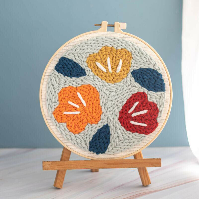 2pcs Cotton Punch Embroidery Starter Kits Punch Needle Kits for Beginners