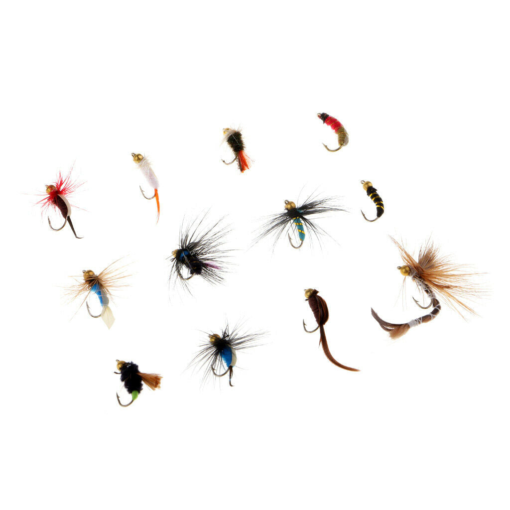 12 Pcs Assortment of Trout Flies Dry Flies for Fly Fishing Nymph Buzzers