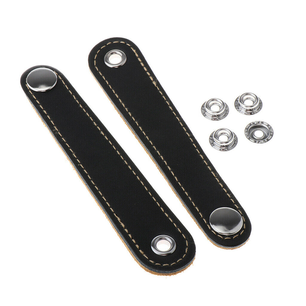 2pcs Adjustable Accordion Bass Bellows Belts PU Leather Cover in Black