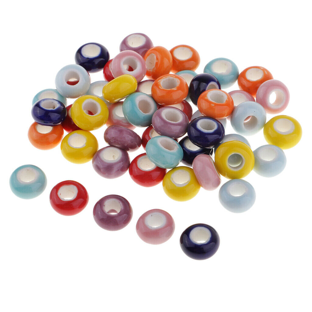 50pcs DIY European Ceramic Porcelain Charm Beads Fit Necklace Bracelet Chain