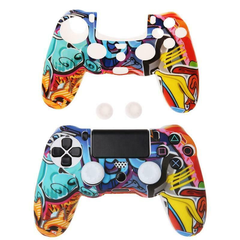 Multicolor Style Silicone Gamepad Cover Case + 2 Joystick Cap For PS4 Controller