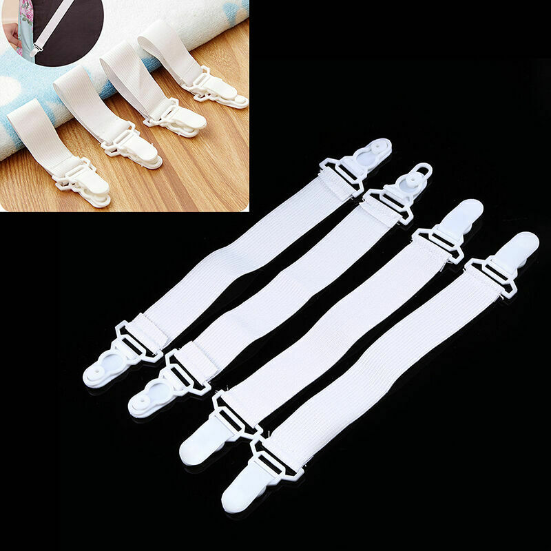4 Pcs Bed Sheet Grippers Fasteners Mattress Clips Elastic Suspenders Grippers