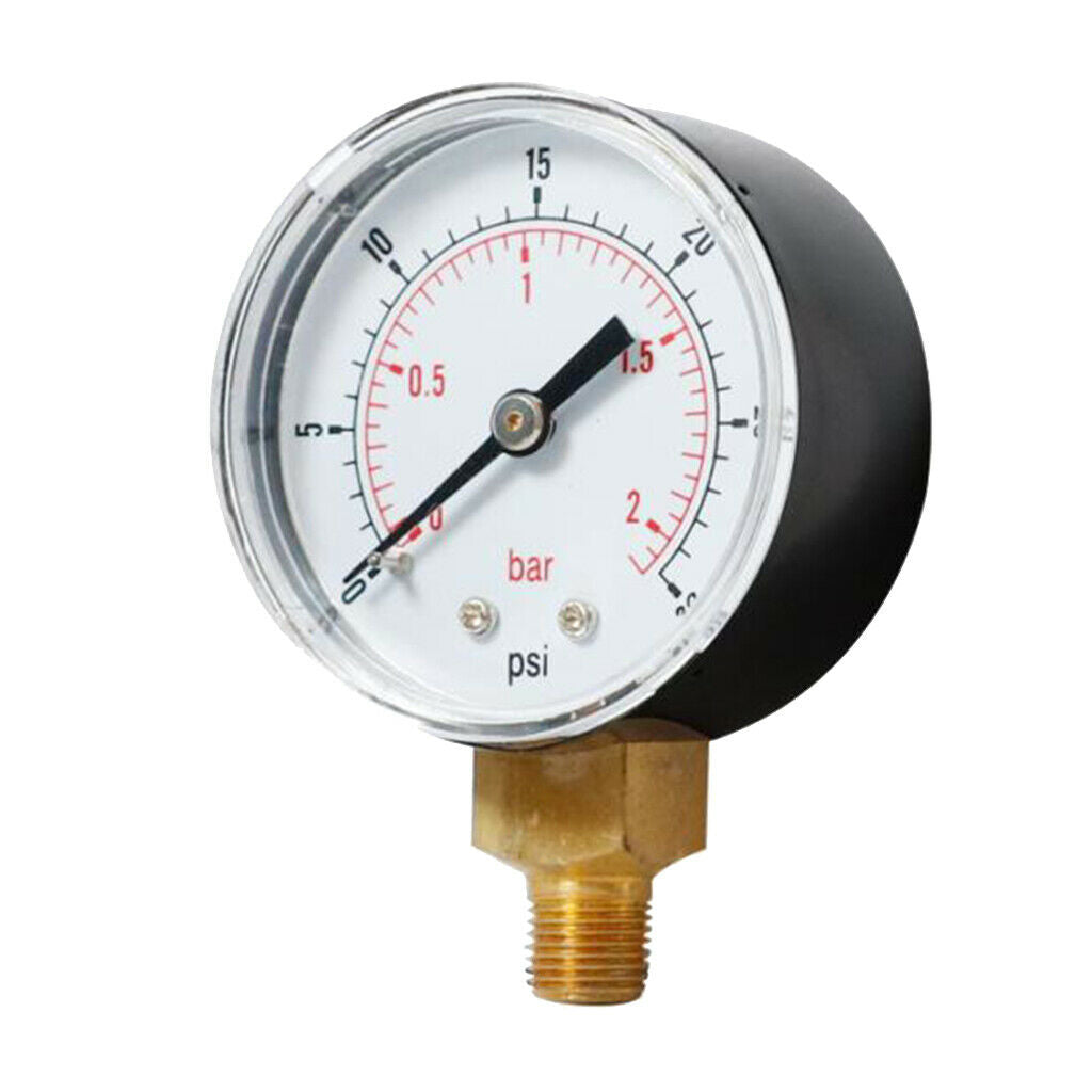 0-30PSi,0-2Bar Pressure Gauge for Air, Oil, Water- Hydraulic Pressure Gauge, BSP