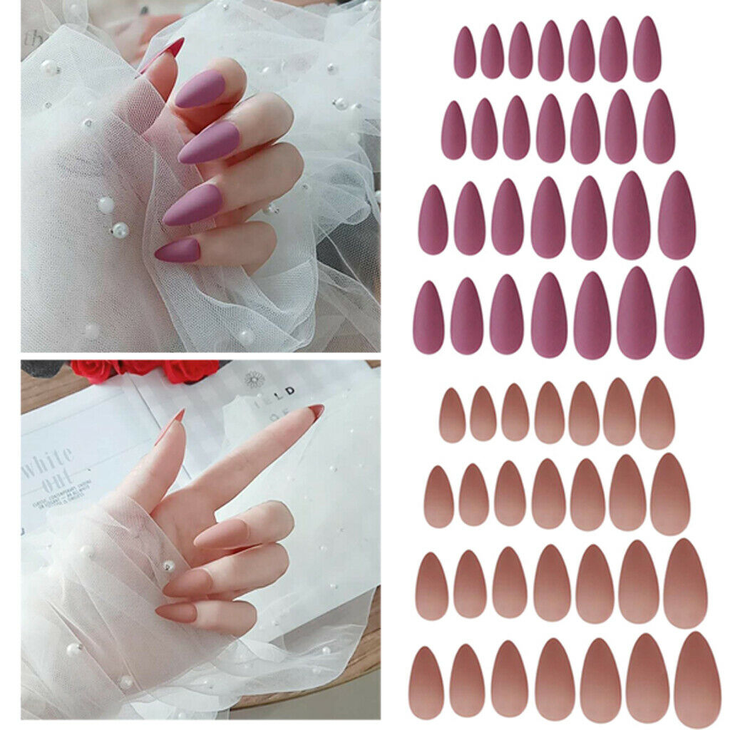 48Pcs Matte Ballerina Pure Color Matte Full Cover False Nails Art Tips Sets
