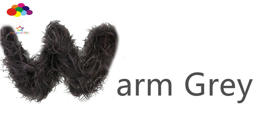 2 M Ostrich feather strip Trim boa Dyed warm gray carnival Diy costume headress