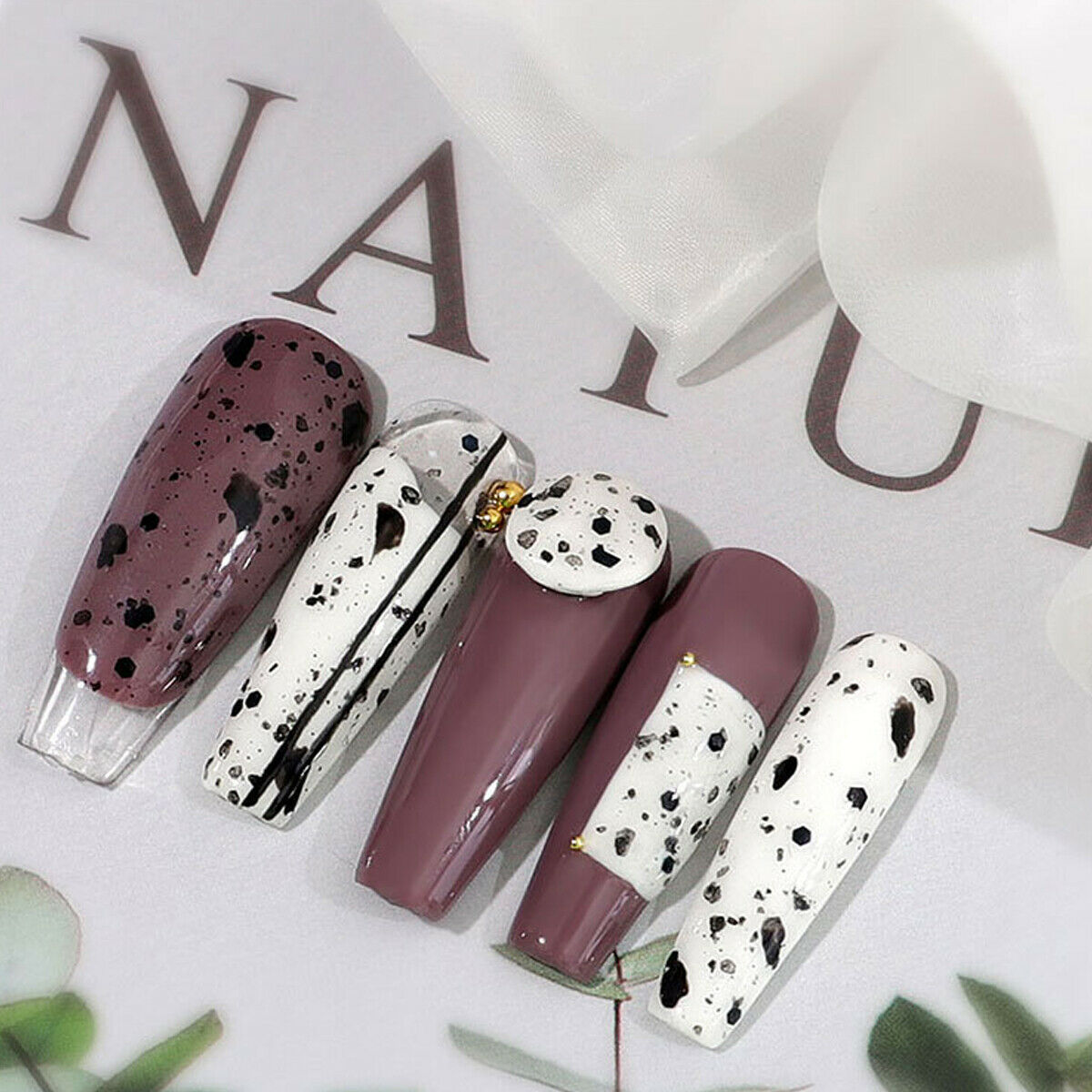12ml Egg Shell Nail Art UV Gel Polish Clear Base Black Spot Effect Hybrid Cute