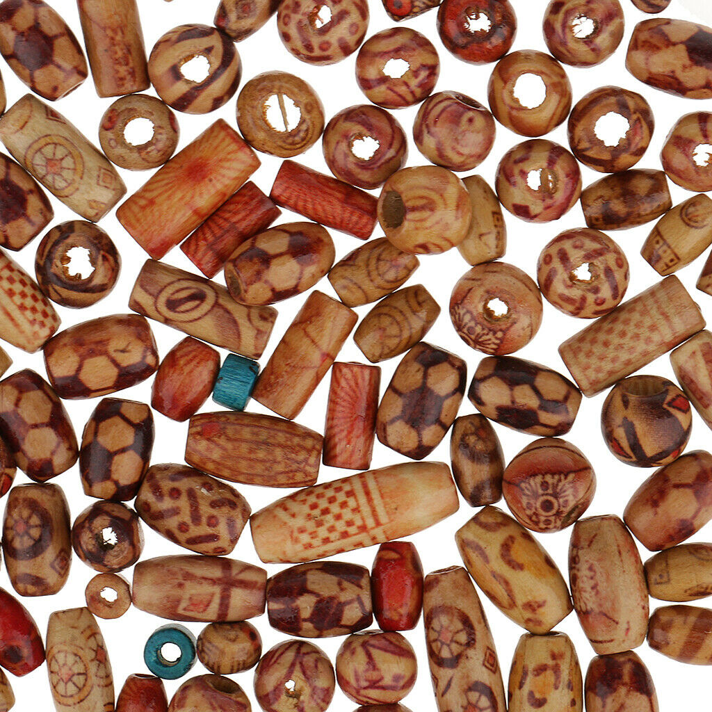 100 Packs Mixed Printed Beads Macroporous Loose Beads Jewelry Accessories