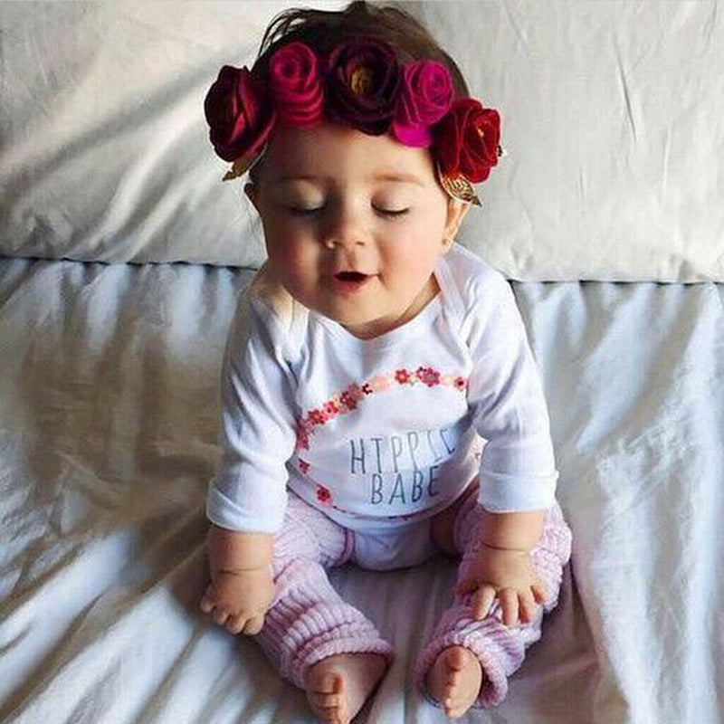 Baby Flower Headband Kids Flower Hair For Girls Hairband Headwear E-blue