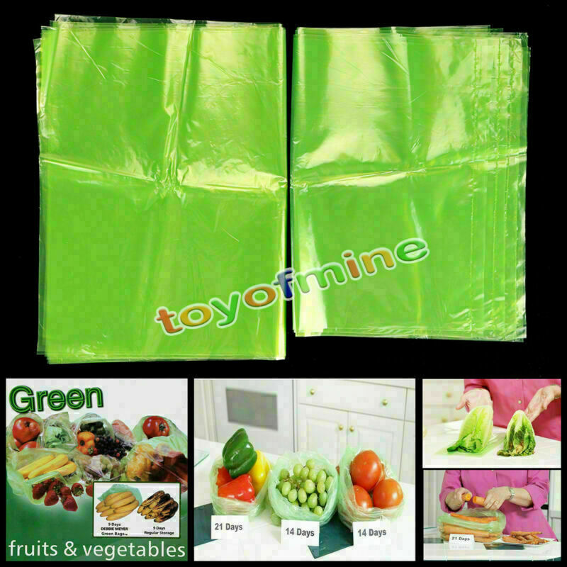 20 pcs Storage Vegetable Fruit Produce Green fresh Bags Reusable Life Extender