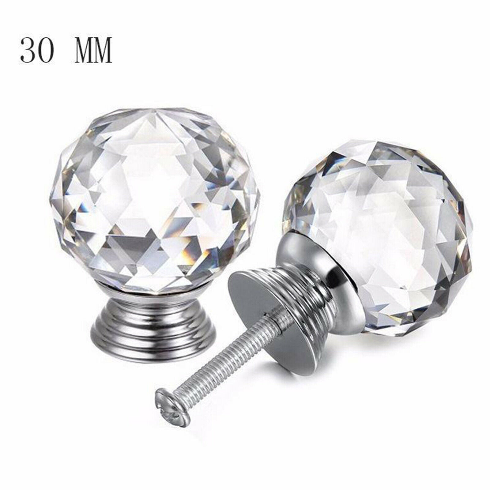 10x Crystal Knob Diamond Shape Drawer Cabinet Pull Handle Dresser Door 30mm