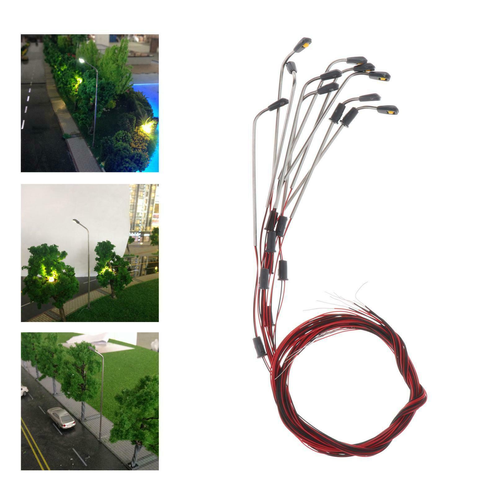 10pcs Railway LED Light Garden Street Micro Landscape Lamppost 1:300 Scale