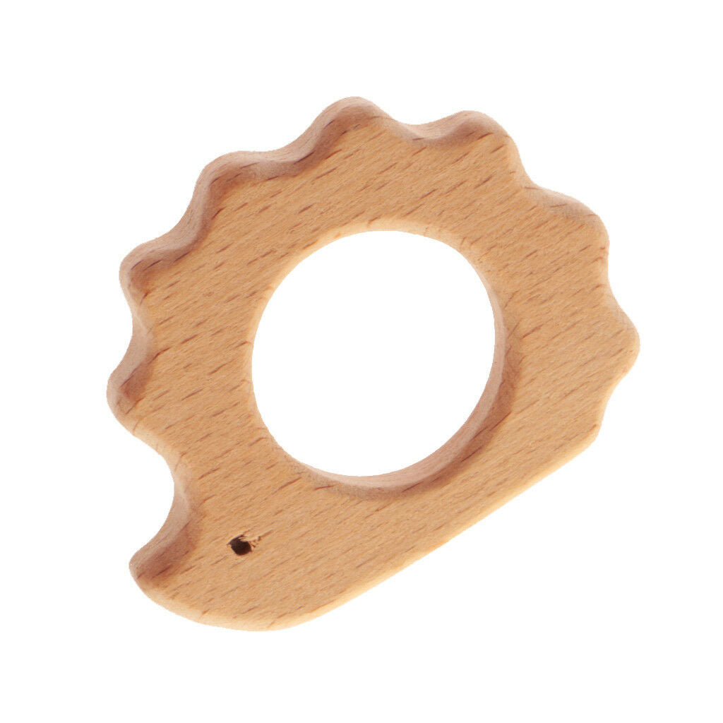 2pcs inosaur Hedgehog Shape Beech Wooden Teethers Baby Teething Toys DIY