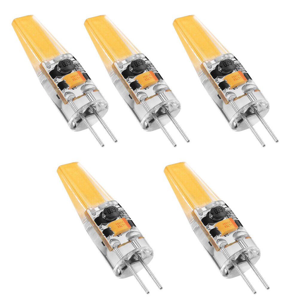 5 Pcs G4 3W Dimmable COB LED Light Bulb   12V Crystal Silicone Lamp 38MM