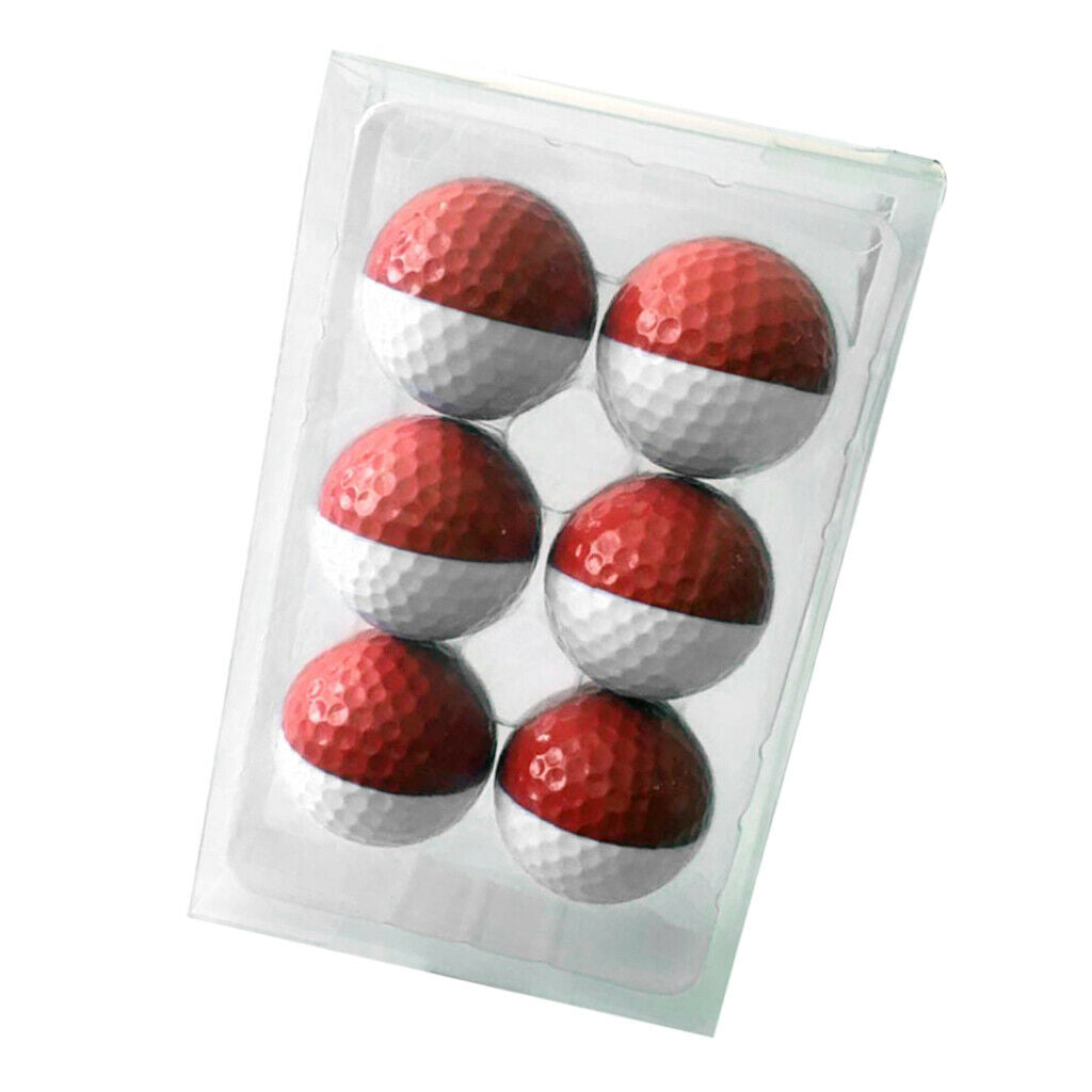 6pcs Golf Ball for Match Practice Play Golfer Gift Red White