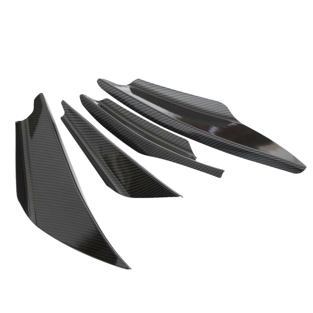 4 PC Carbon Fiber Front Bumper Lip Splitter Fins Body Spoiler Refit Trim