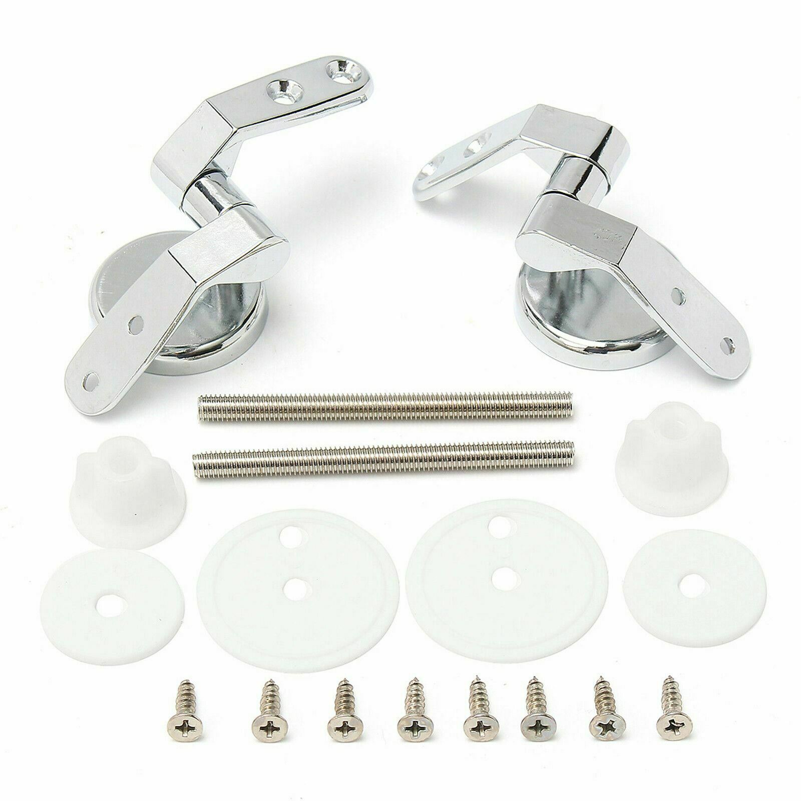 2Pcs Universal Chrome Stainless Steel Toilet Seat Cover Bar Hinges Fitting Set