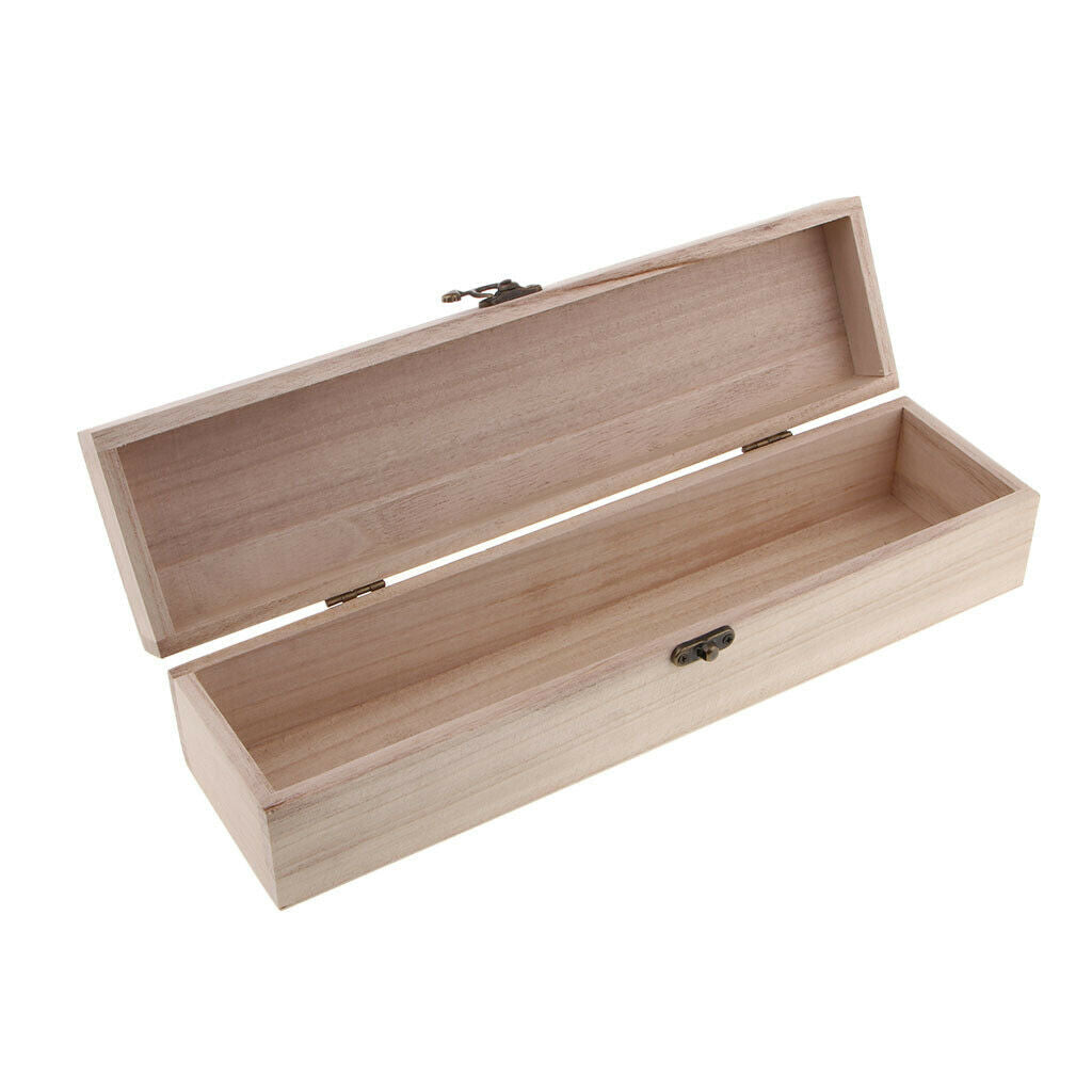 2Pack Plain Natural Wood Trinket Storage Box with Hinged Lid Case Kids Toys DIY
