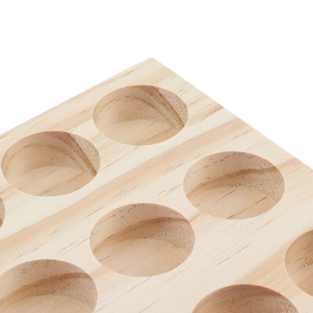 2pcs Rectangle Handmade Wood 15ml Desktop Essential Oil Holder Storage Rack
