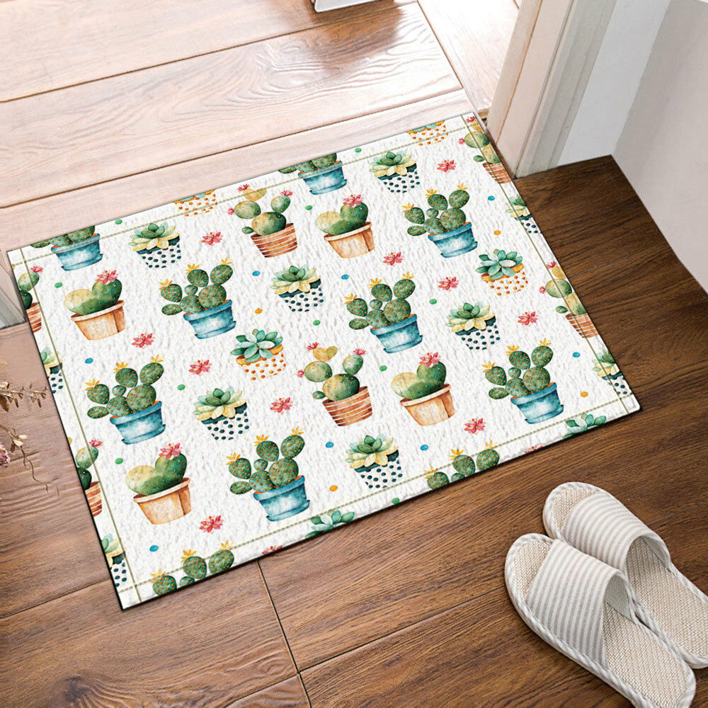 Cactus Potted For Home Bathroom Rug Non-Slip Floor Door Mat Flannel 16x24"