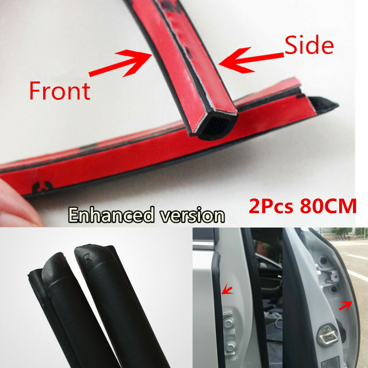2x 80cm B Type Car B Pillar Rubber Seal Sound Insulation Door Edge Sealing Strip