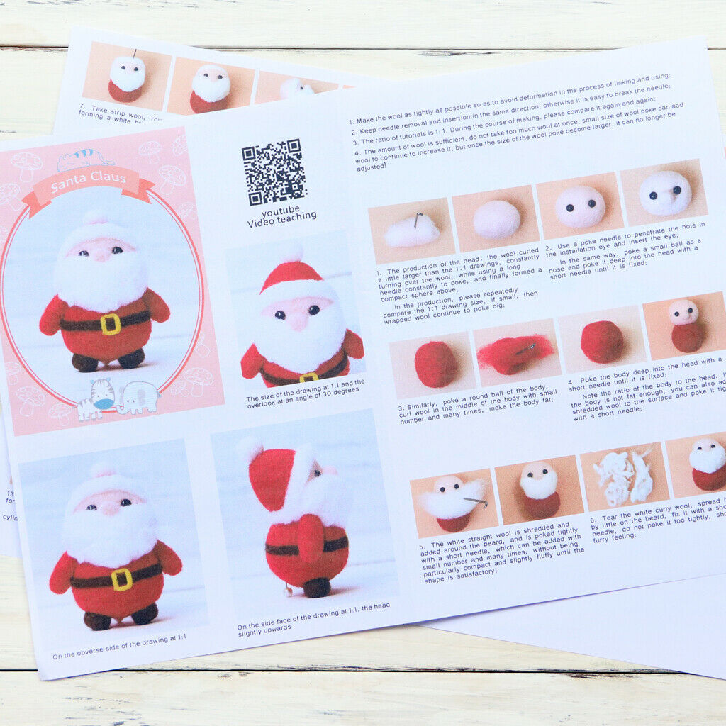 4-Packs Lovely Needle Felting Santa Claus Kit Needle Felted DIY with