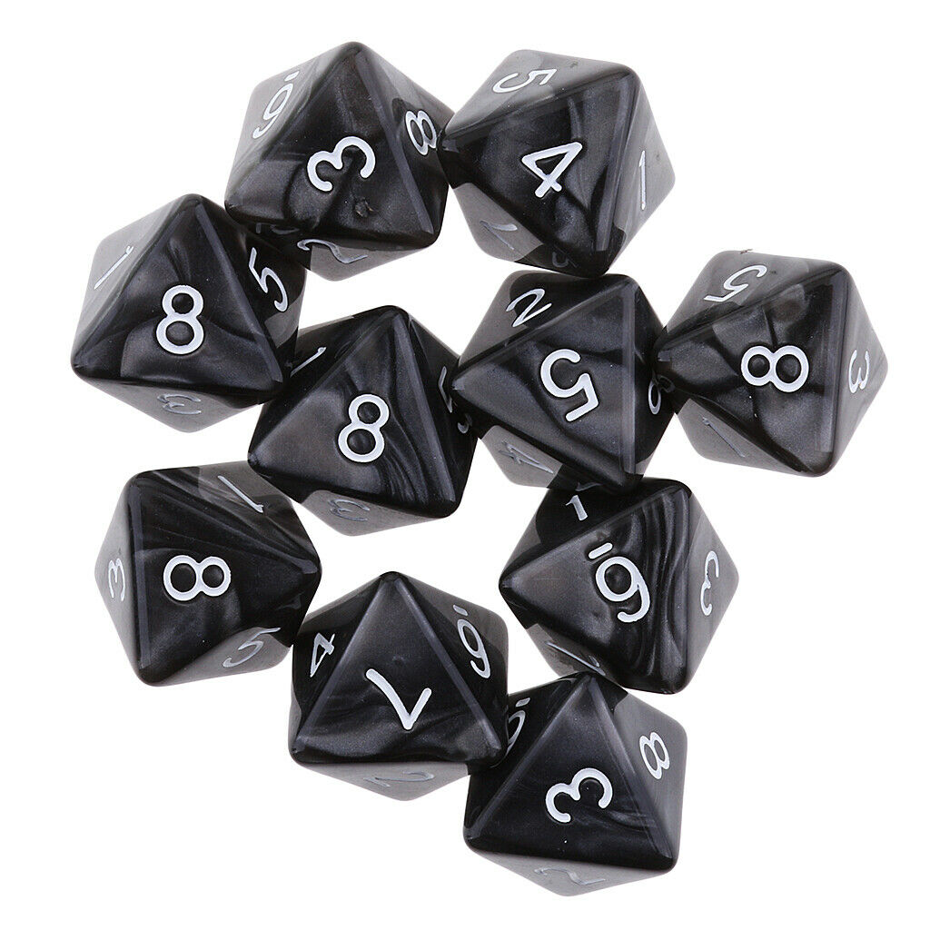 10x D8 Polyhedral Dice 8 Sided Dice for  MTG Black