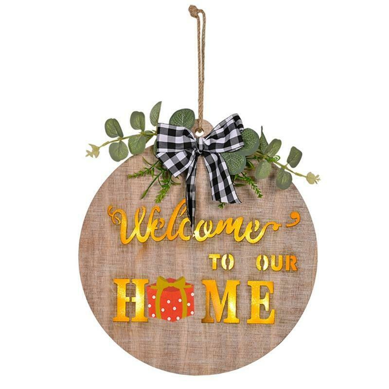 Interchangeable Home Sign for Front Door Holiday Home Decor Sign with LED Light