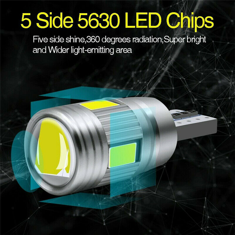 10Pcs White T10 LED Interior Map Lamp Car Trunk License Plate Parking Light Bulb
