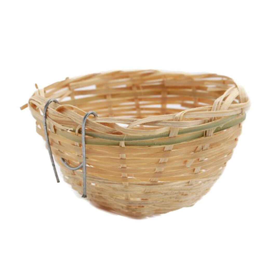 Round Canary Nest Hand-woven Bamboo Birds Hatching Breeding Nest w/ Hook