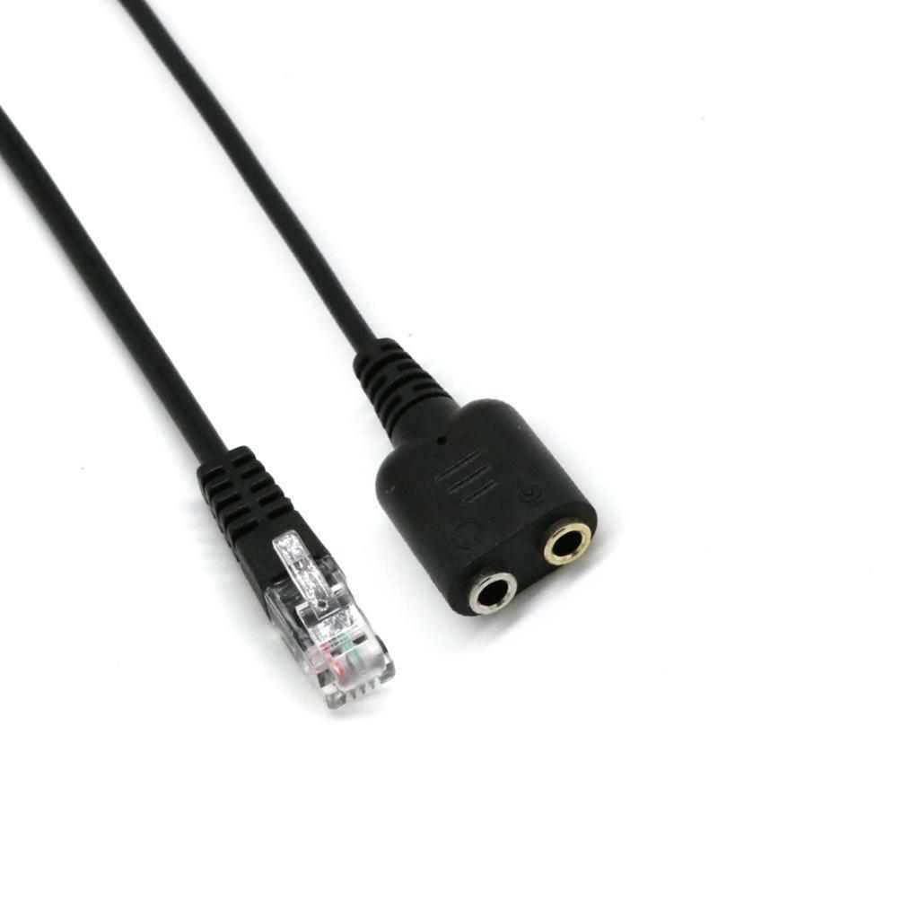 Audio Splitter 2x 3.5mm Female to RJ9 Male Cable Converter for Sound + Mic
