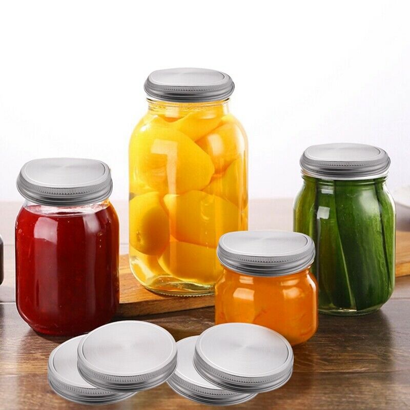 8 Pcs Stainless Steel Jar Lids 86Mm Sealed Leak Proof Cover With Silicone SealQ2