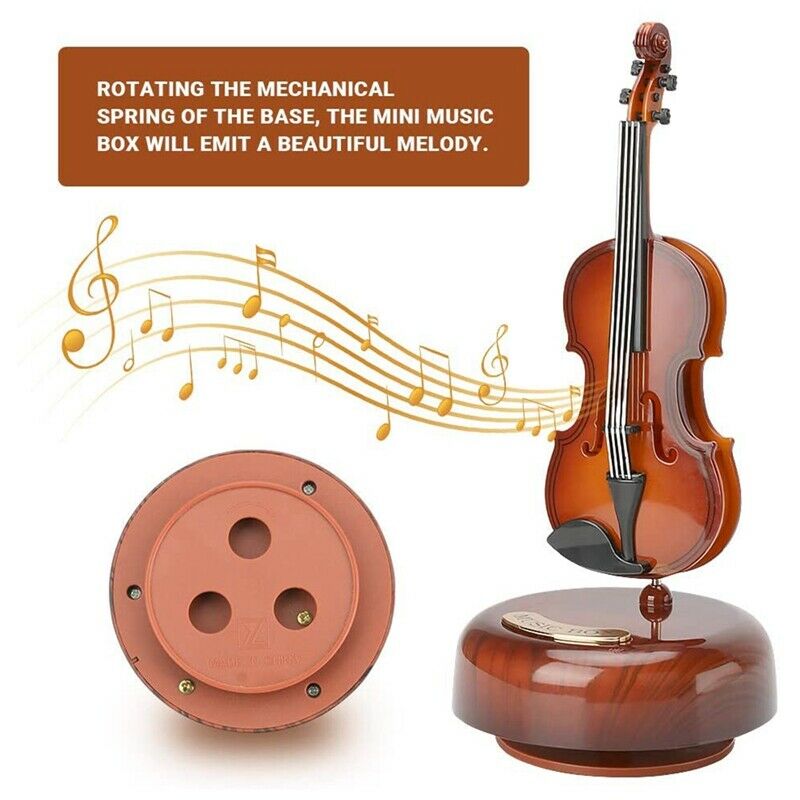 Violin Music Box, Rotating Musical Base, Classical Music Box Instrument, GifW8Z5