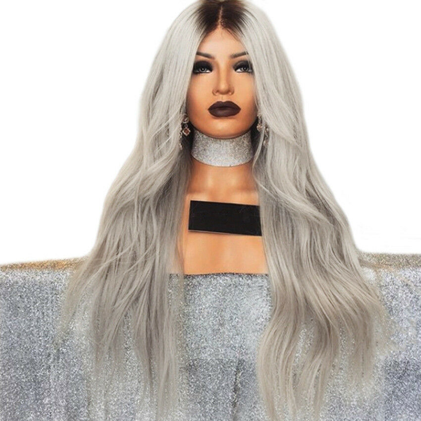 Sexy Womens Dove-color Wig Ombre Long Slight Curly Synthetic Wigs Heat Resistant