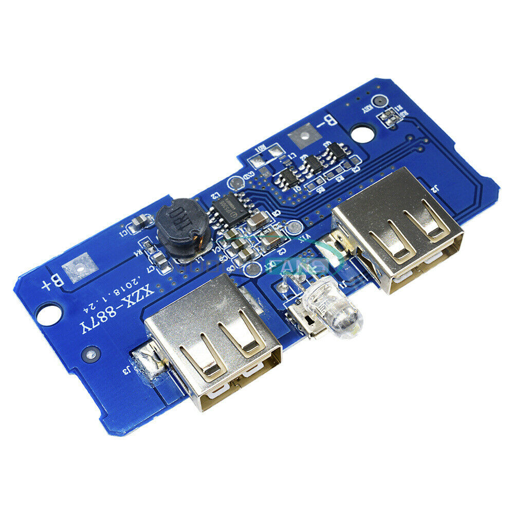 Dual USB 5V 2A Power Bank Mobile Charger Board Step-Up Module Indicator Light