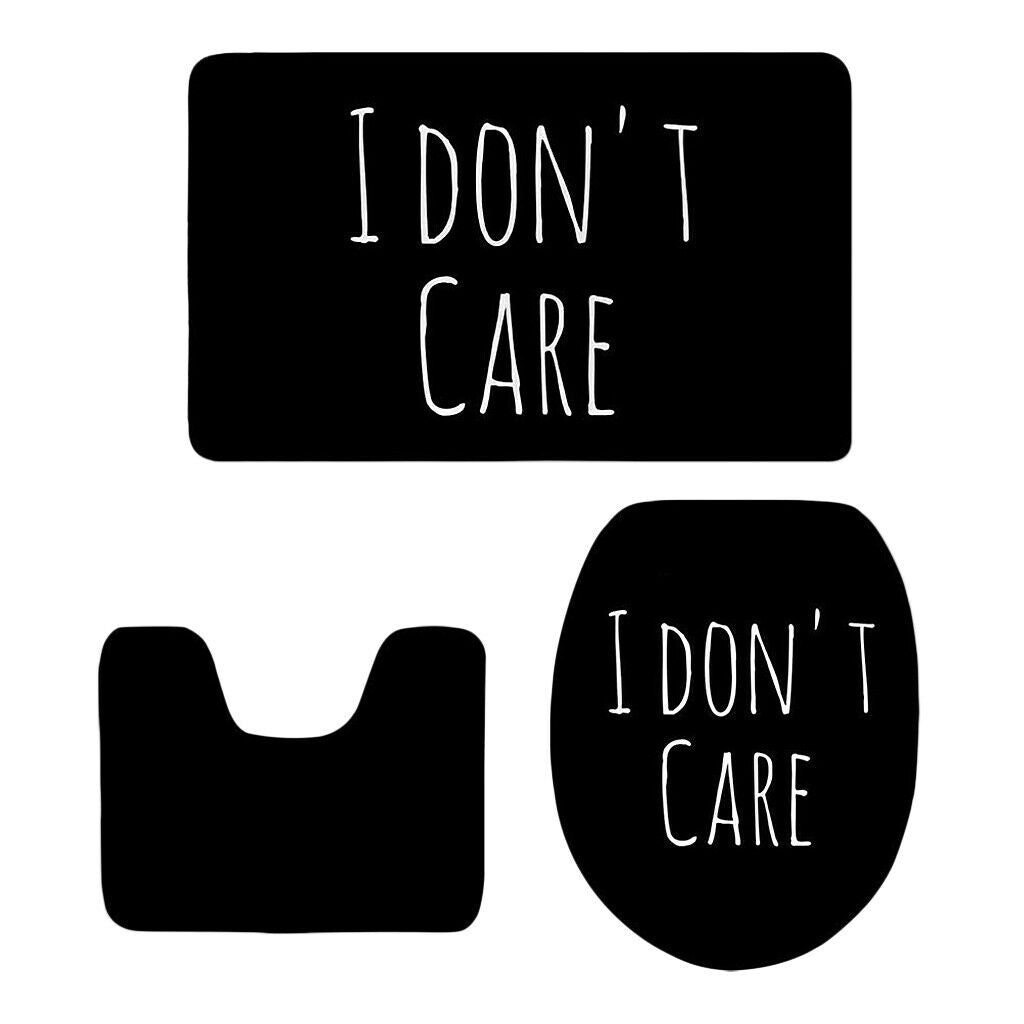 3pcs Bathroom Set Rug Mat Toilet Lid Cover Bathmats I DON'T CARE