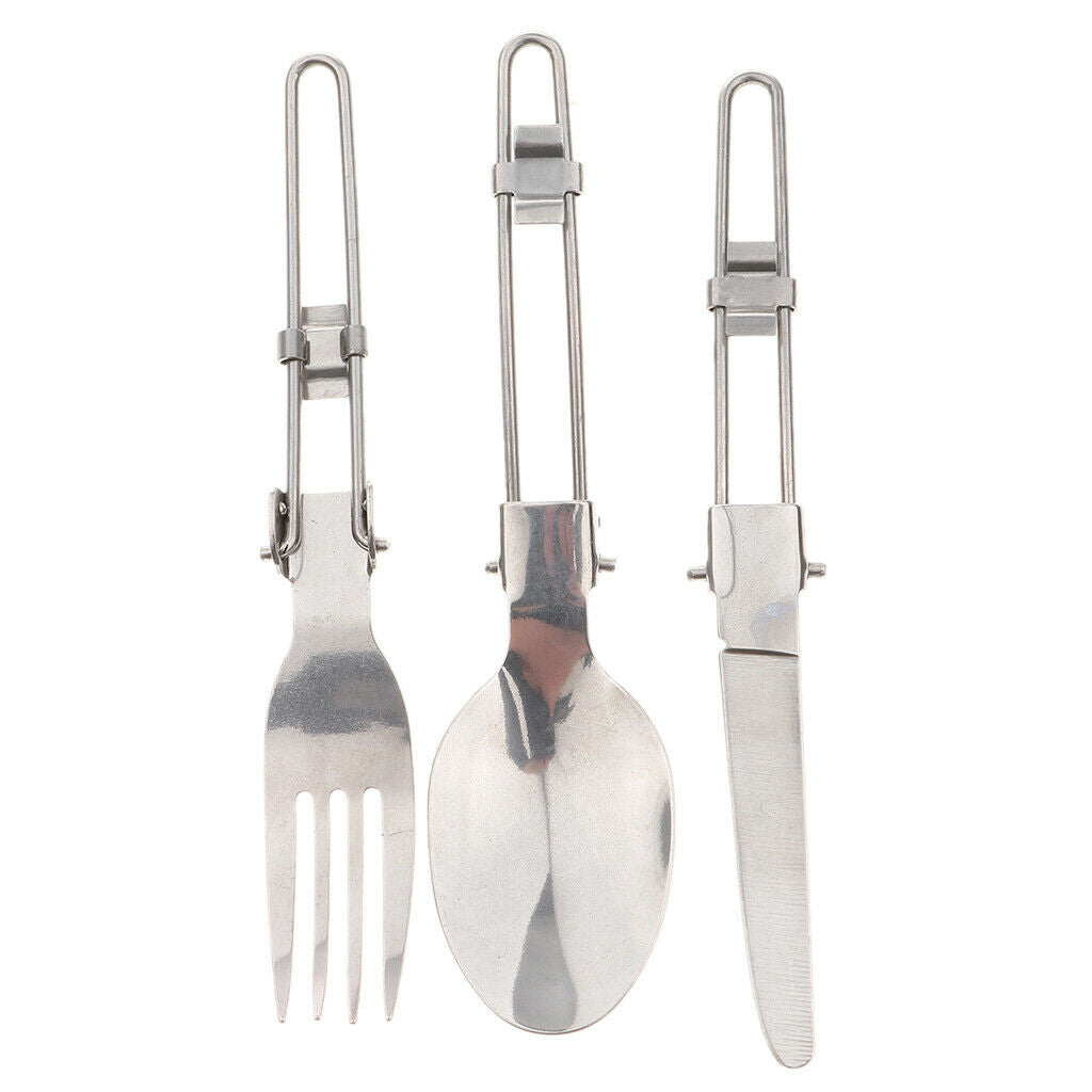 Prettyia   Folding   Cutlery   Set   Spoon   Fork   for   Camping   Picnic   BBQ