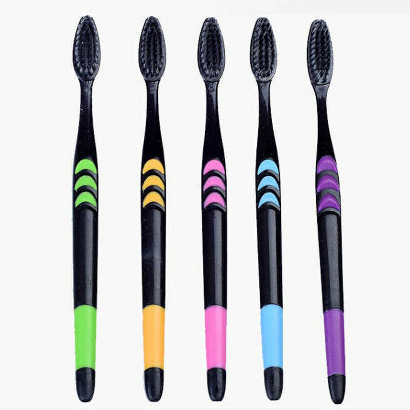 10 Pieces Bamboo Toothbrush Soft Tooth Brush Charcoal Adults ToothbrushesB_Z TL