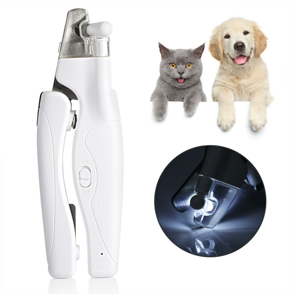 LED Dog Toe Nail Clipper Cutter Set Pet Paws Trimmer with Light Grooming Tool