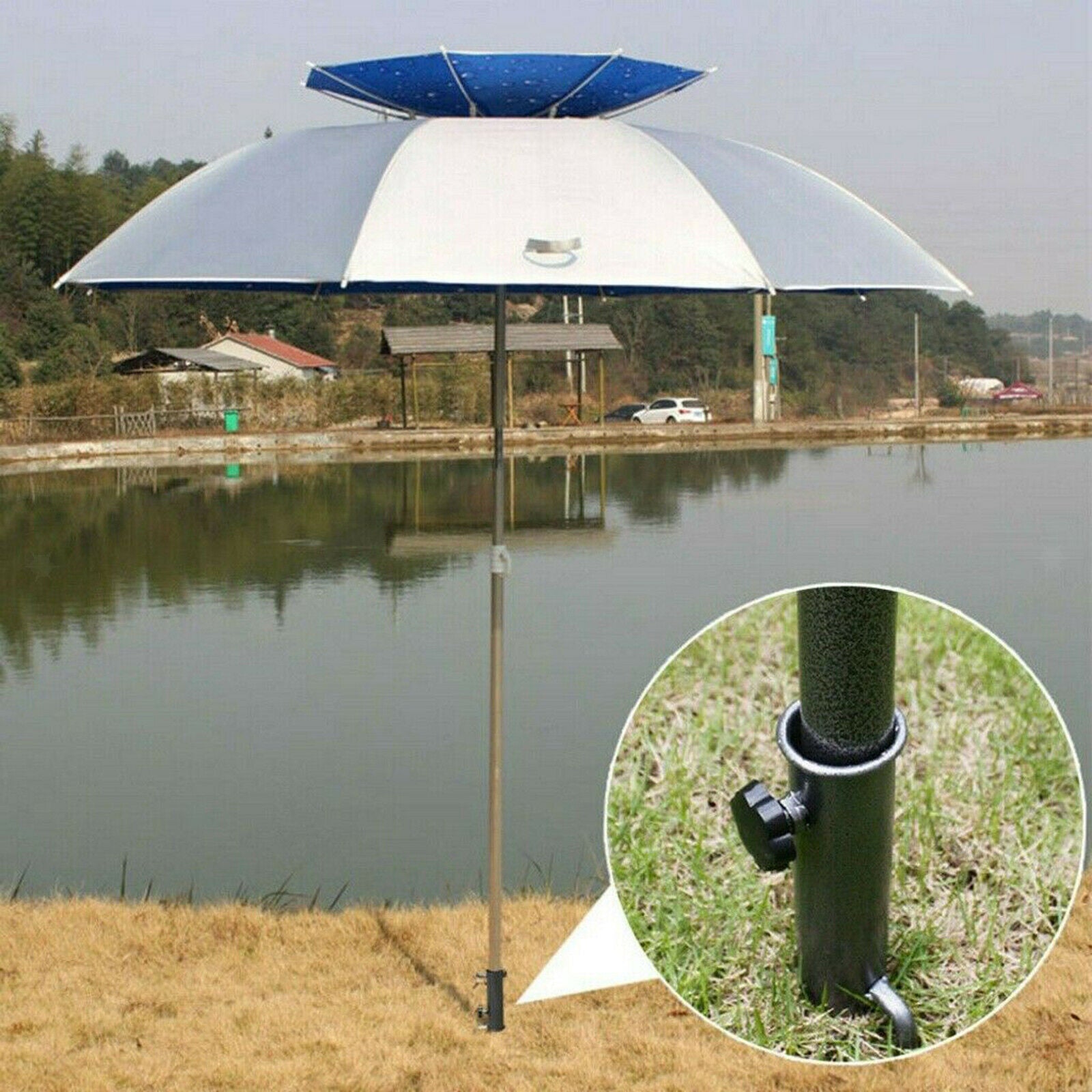 Fishing Parasol Umbrella Stand] Brolly Ground Spike Metal Outdoor Beach