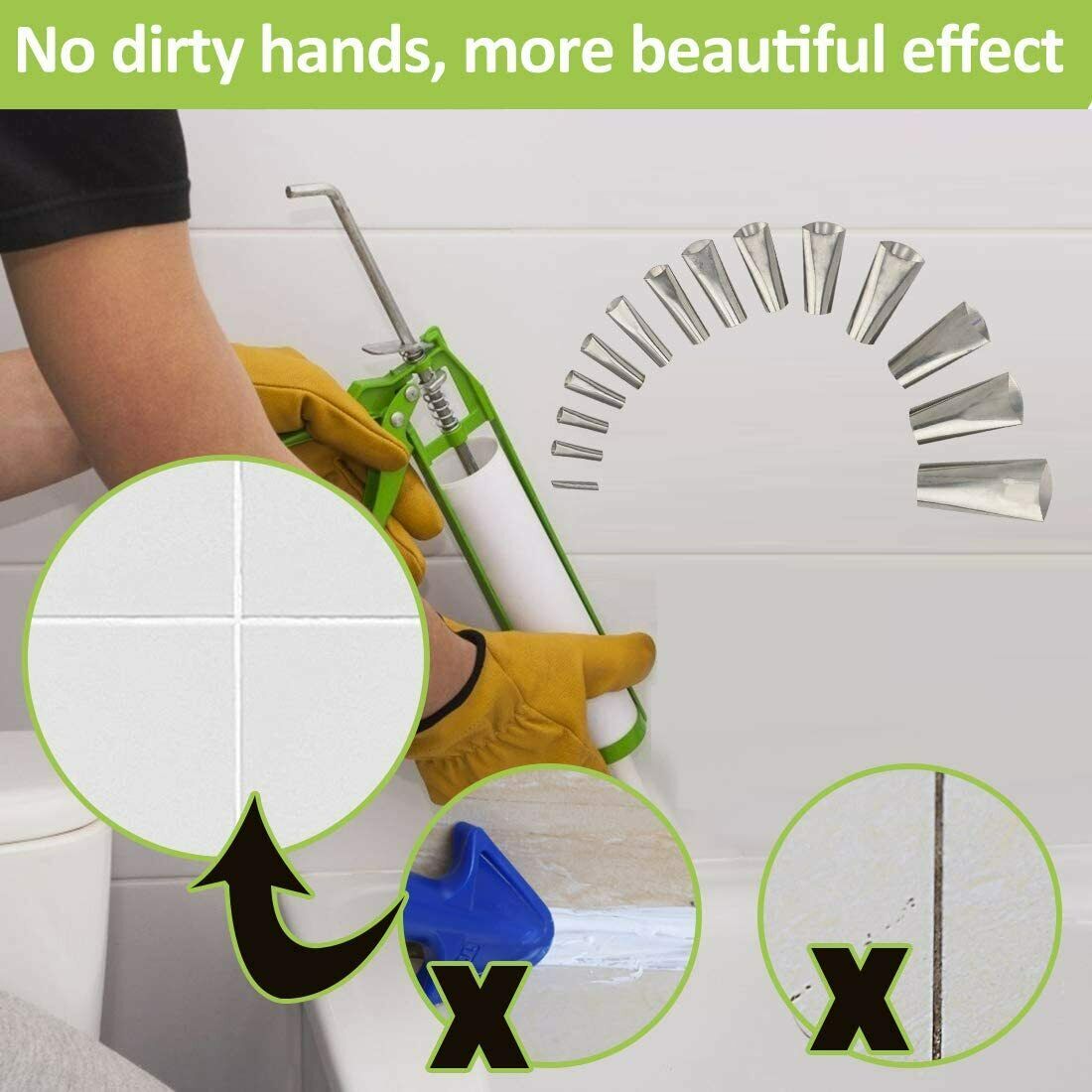 14Pcs Stainless Steel Applicator Tool Finisher Caulking Nozzle Kitchen Sealant